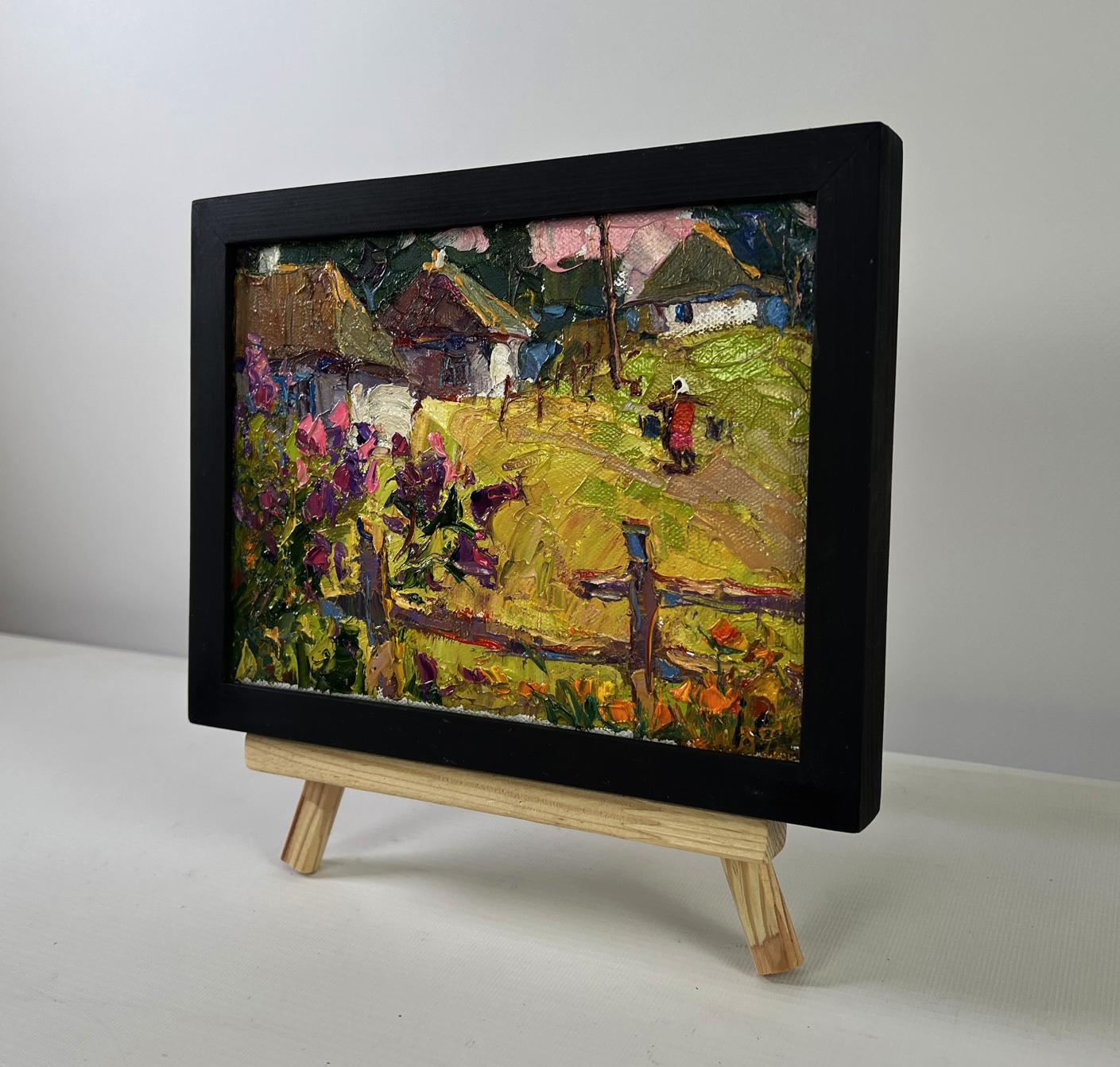 Oil painting The tenderness of dawn by Oksana Ivanyuk in black frame