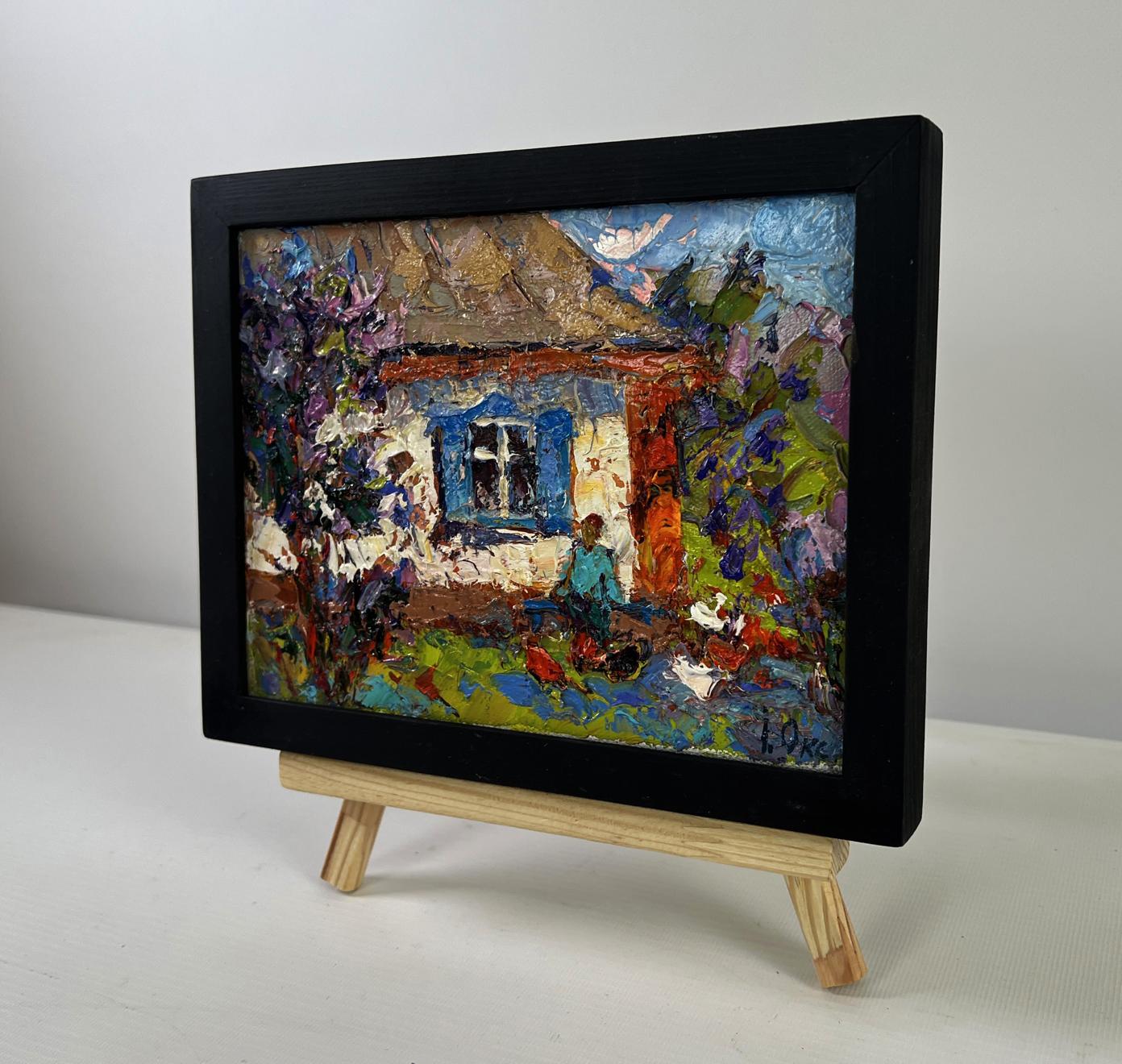 Oil painting Warm in every ray and smile by Oksana Ivanyuk in black frame