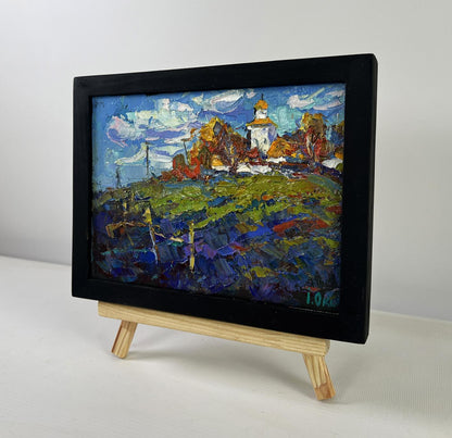 Oil painting The wind whispers between the stones by Oksana Ivanyuk in black frame