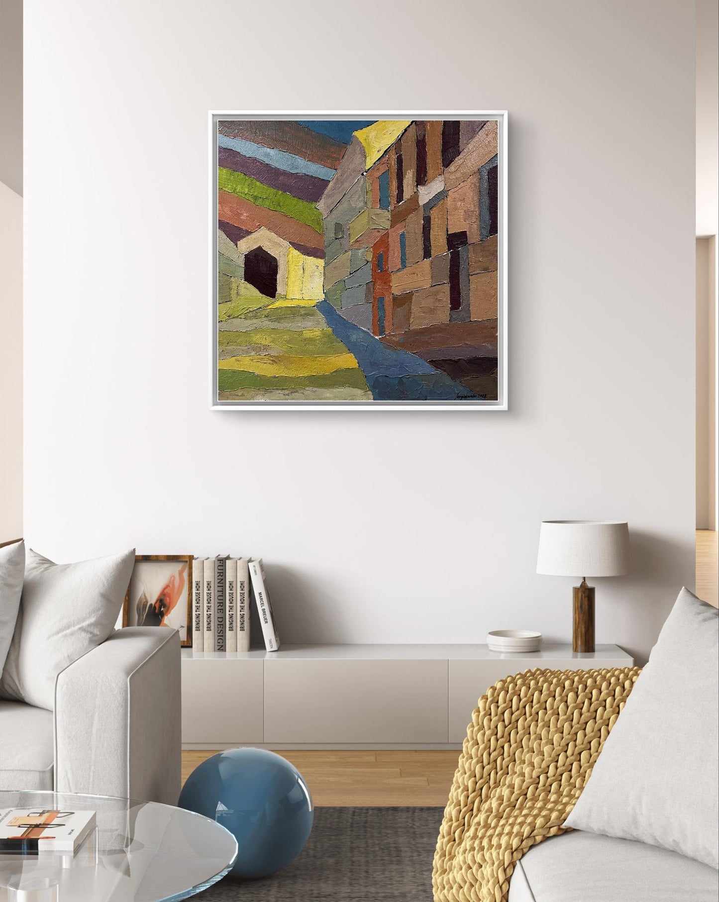 Framed Oil Painting Rising Up by Serhiy Kovalev with textured earthy tones