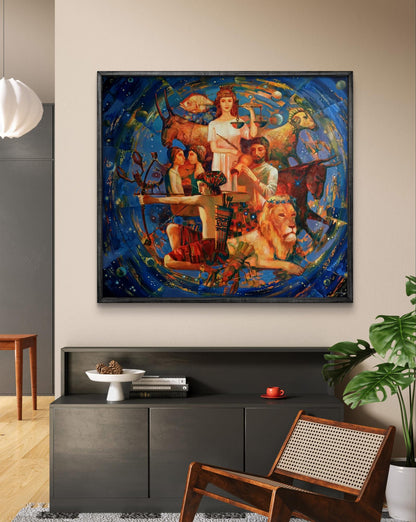 Abstract oil painting Signs of the zodiac by Anatoly Tarabanov