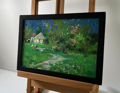 Oil painting The path leading to the village by Yuriy Suprunchuk