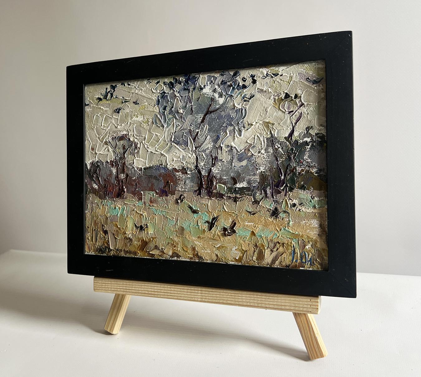 Oil painting Deep autumn has arrived by Oleksiy Ivanyuk in black frame