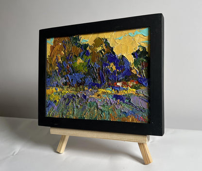 Oil painting Golden autumn evening by Oleksiy Ivanyuk in black frame
