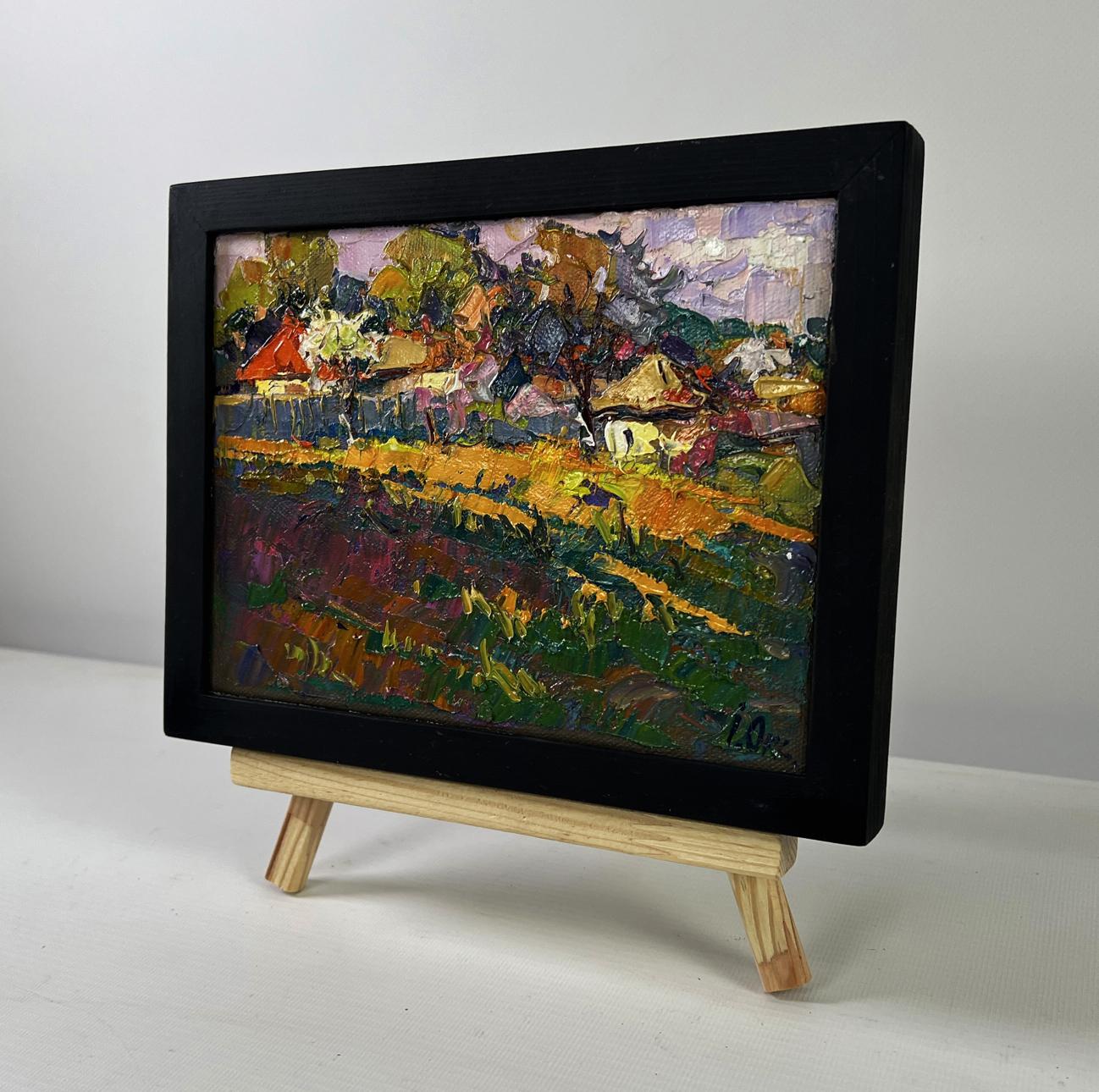 Oil painting Warm touch of light by Oksana Ivanyuk in black frame