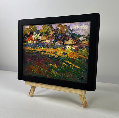 Oil painting Warm touch of light by Oksana Ivanyuk in black frame