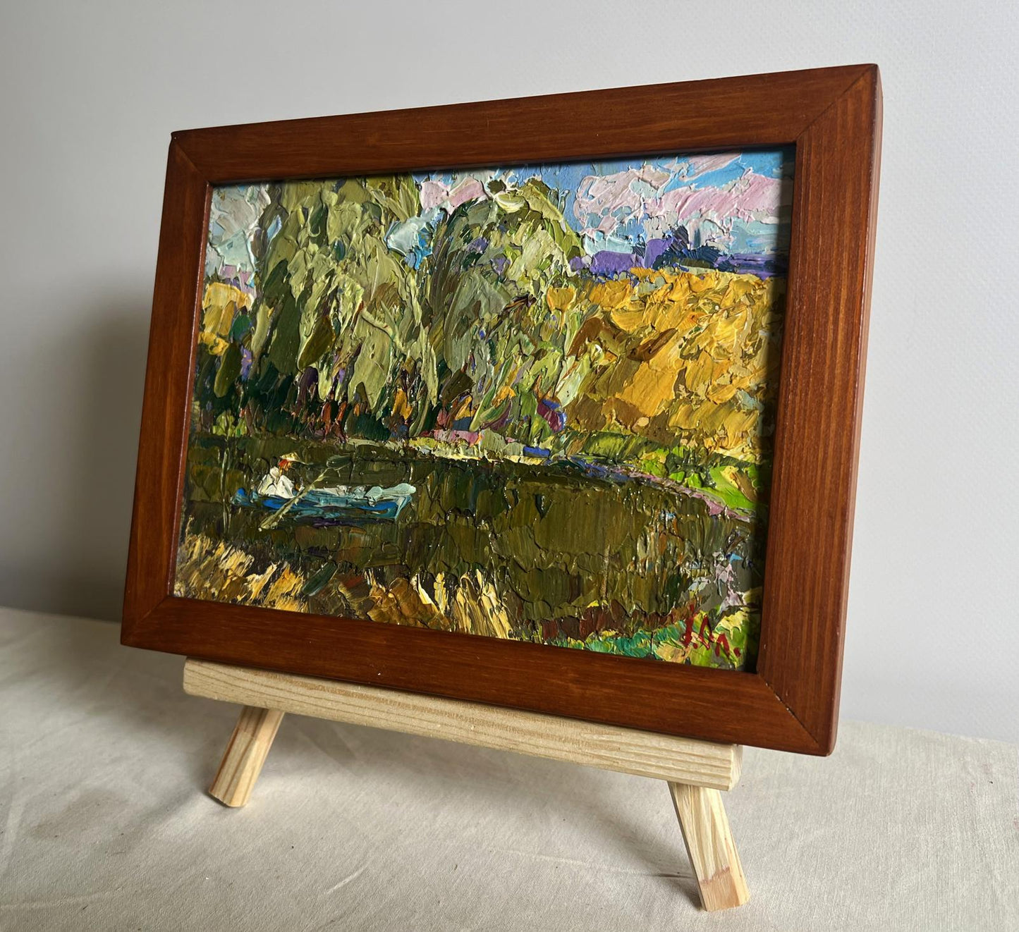 Rustic oil painting On the Summer Lake by Oleksiy Ivanyuk lakeside scene