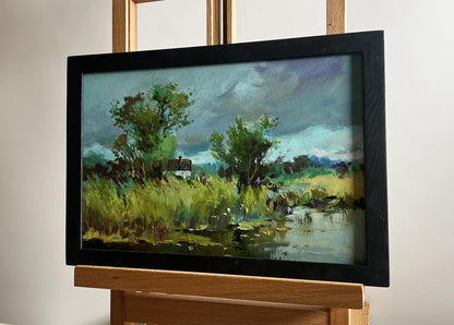 Framed oil painting On the outskirts of the village by Yuriy Suprunchuk