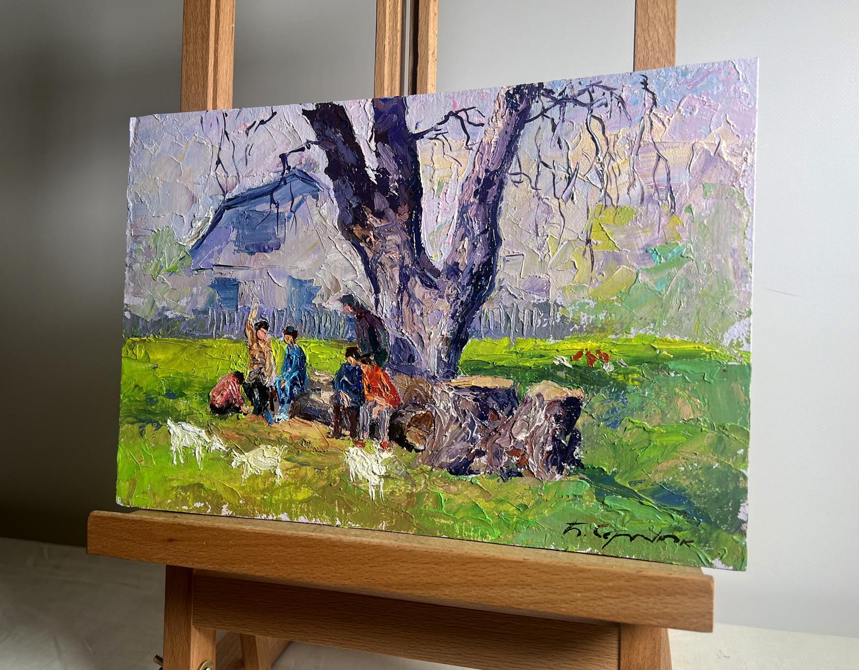 Oil painting May day in the village by Boris Serdyuk, impressionist tree