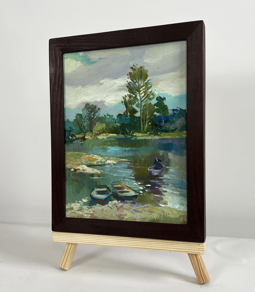 Oil painting River in the forest thicket by Yuriy Suprunchuk on easel