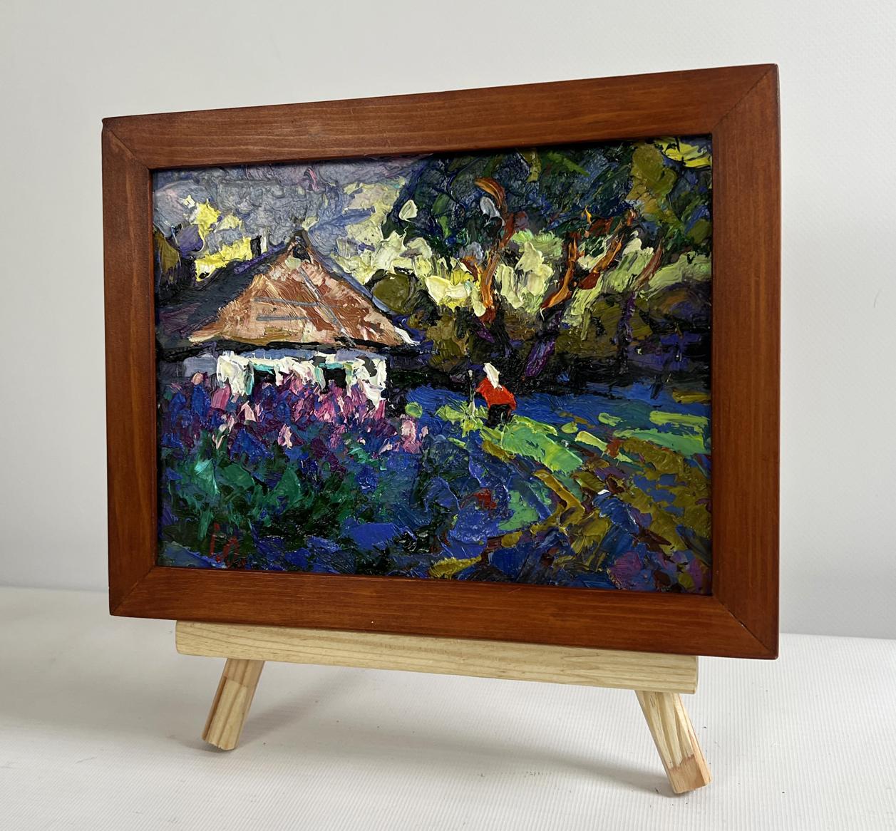 Oil painting In the evening I watch the lilacs by Oleksiy Ivanyuk impressionist landscape