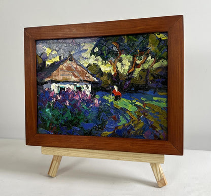 Oil painting In the evening I watch the lilacs by Oleksiy Ivanyuk impressionist landscape