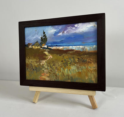 Oil painting After the thunderstorm by Yuriy Suprunchuk, golden fields landscape