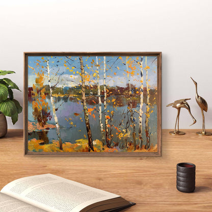 Oil painting View through the birches by Yuriy Suprunchuk in wooden frame