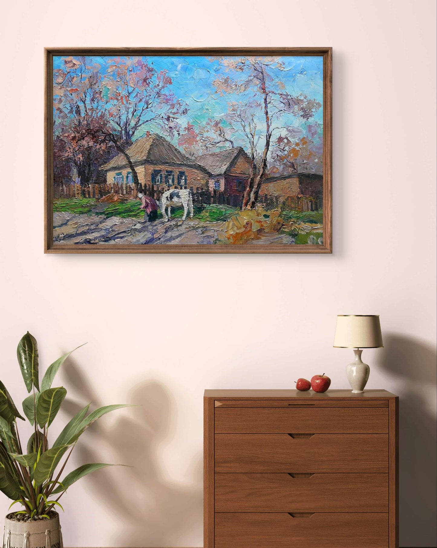 Oil painting Rural landscape by Boris Serdyuk village scene