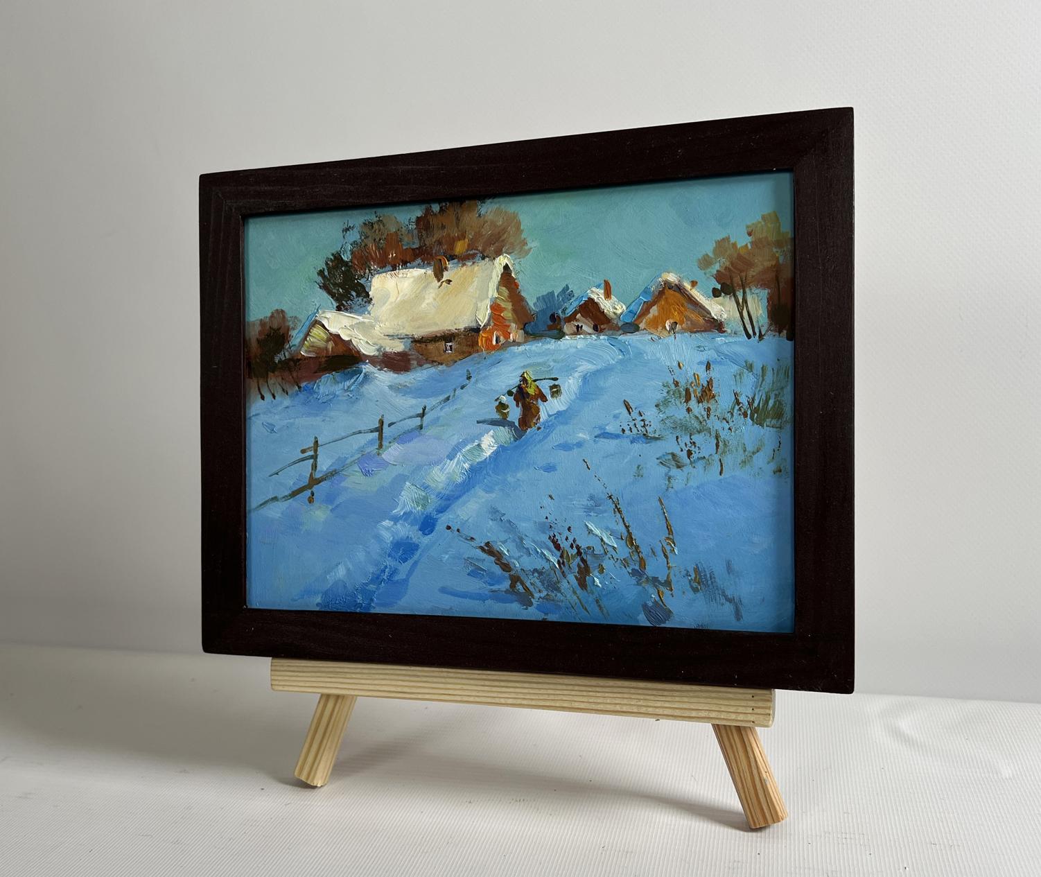 Oil painting Snowy path in the village by Yuriy Suprunchuk