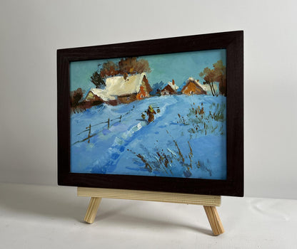 Oil painting Snowy path in the village by Yuriy Suprunchuk