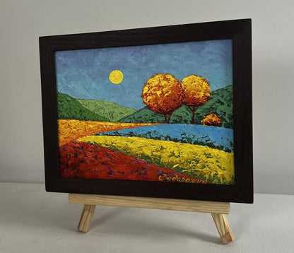 Oil painting Autumn evenings in the meadows by V. Zadorozhnya framed