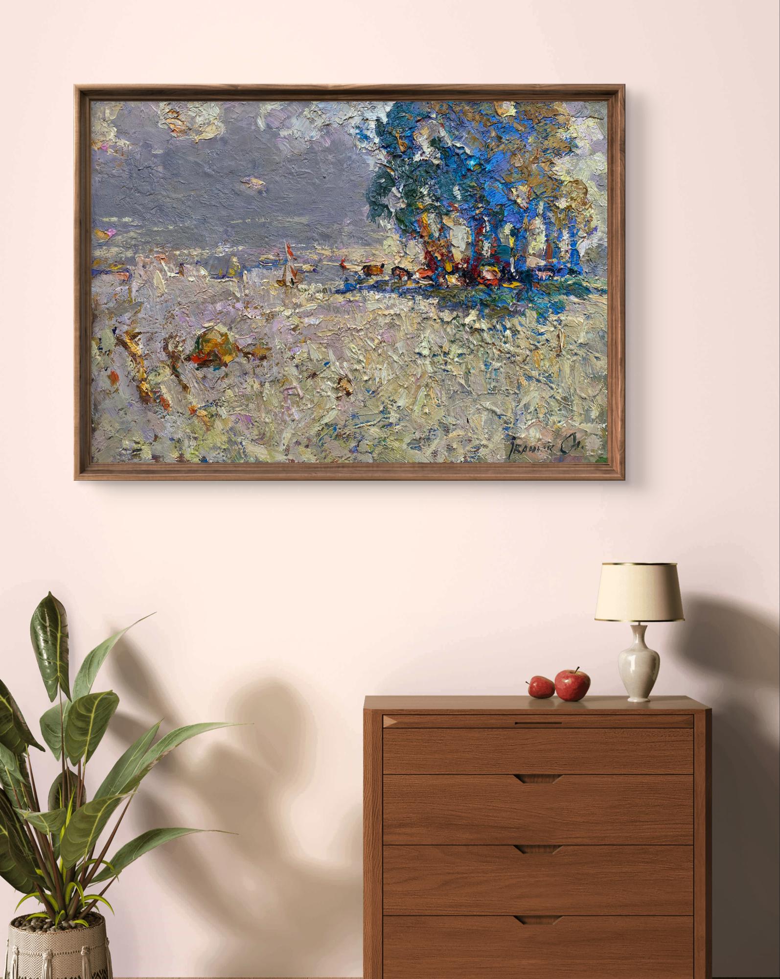 Oleksiy Ivanyuk oil painting Autumn Meadows in wooden frame