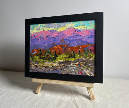 Oil painting Fresh mountain stream by Oleksiy Ivanyuk in black frame