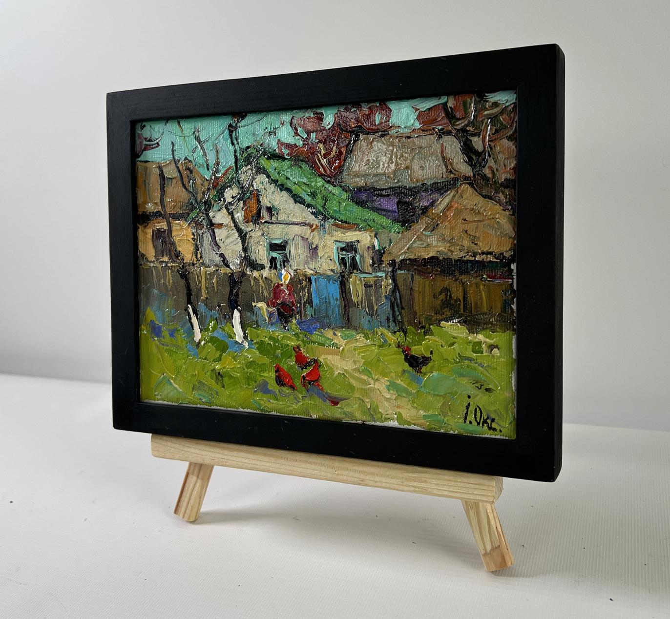 Oil painting First warm day by Oksana Ivanyuk: rustic village scene