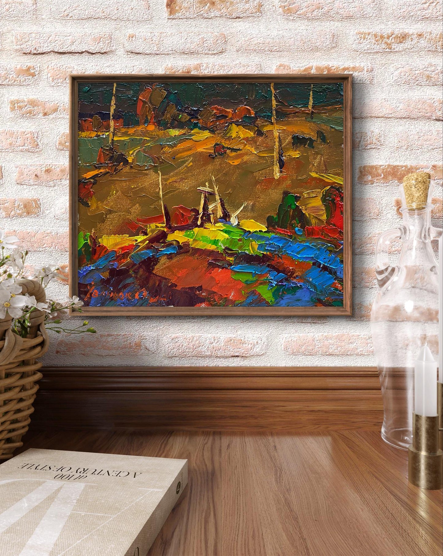 Oil painting In the evening by Oleksiy Ivanyuk in wooden frame