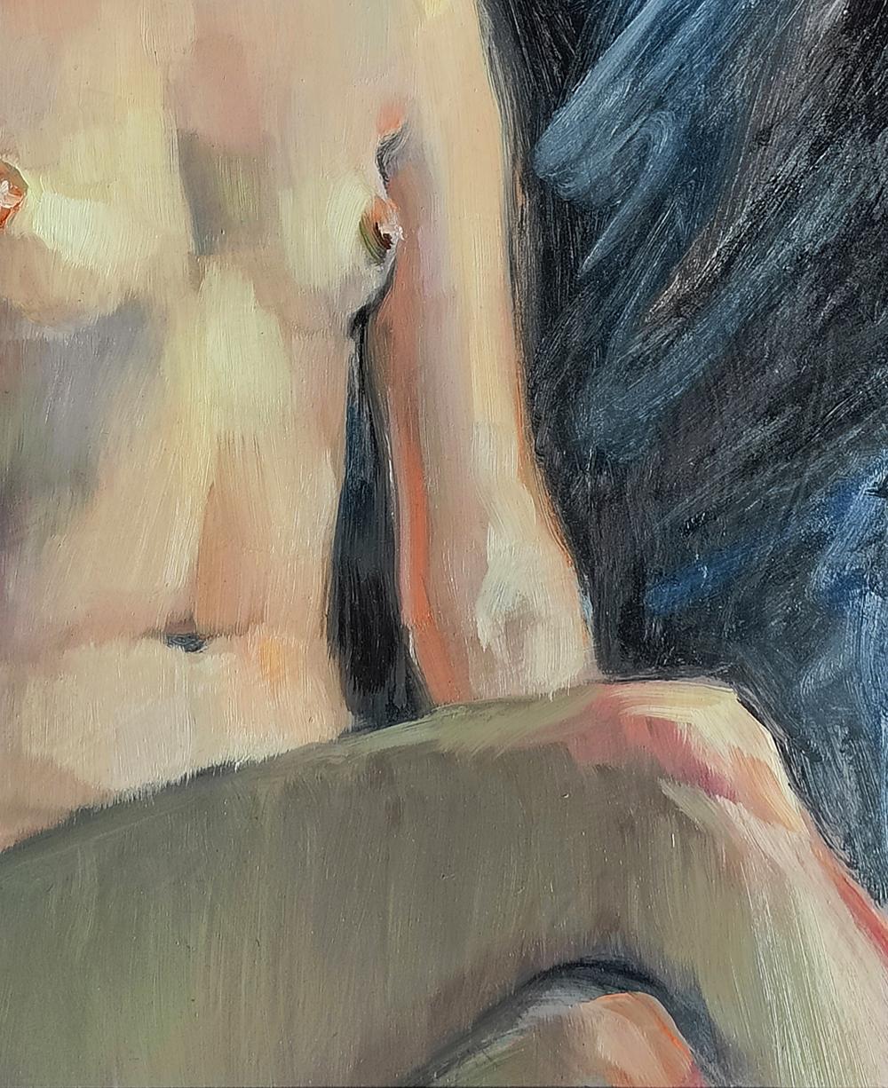 Abstract expressionist oil portrait of confident girl Oksana Osnach