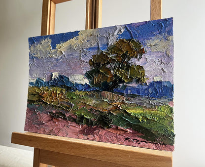 Oil painting September day in the field by Boris Serdyuk, impressionistic landscape