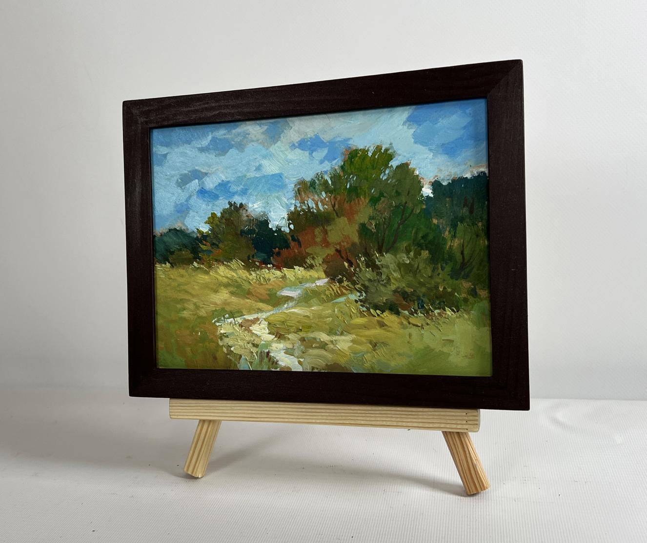 Oil painting The path to the forest depths by Yuriy Suprunchuk in wooden frame