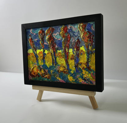 Oil painting Evening Trees by Oleksiy Ivanyuk in black frame