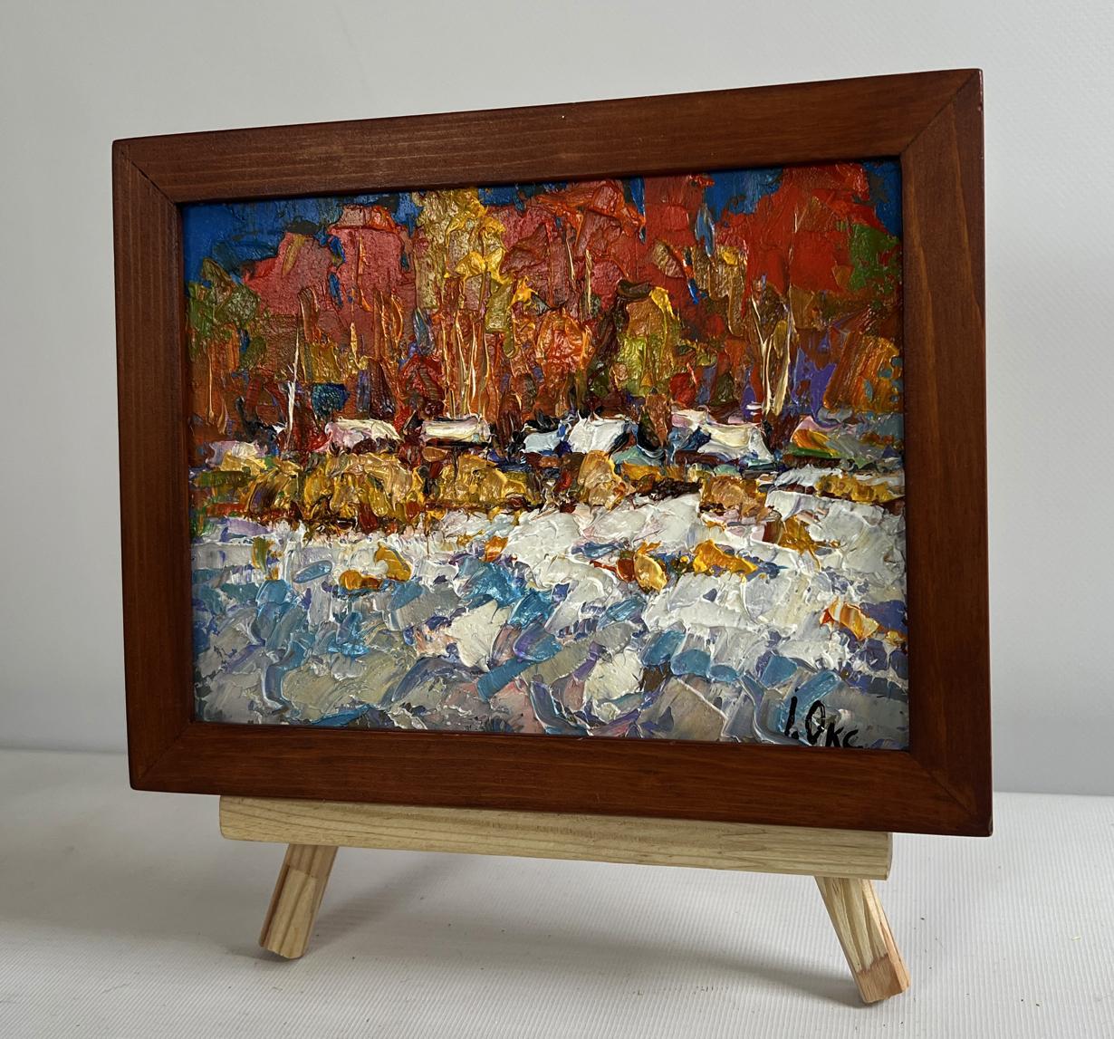 Oil painting Sunny winter day by Oksana Ivanyuk in wooden frame