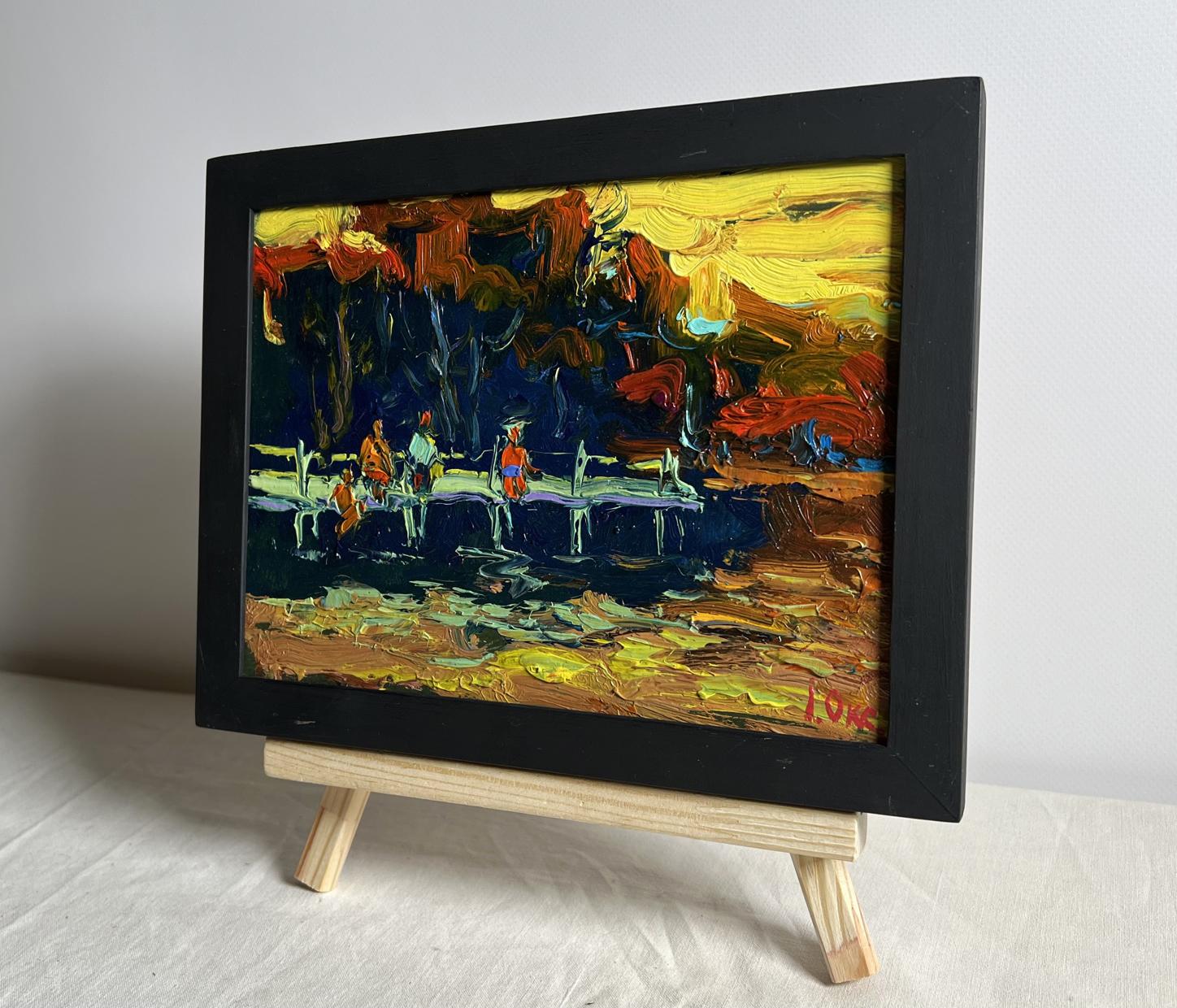 Oil painting The last rays of the sun by Oksana Ivanyuk in black frame
