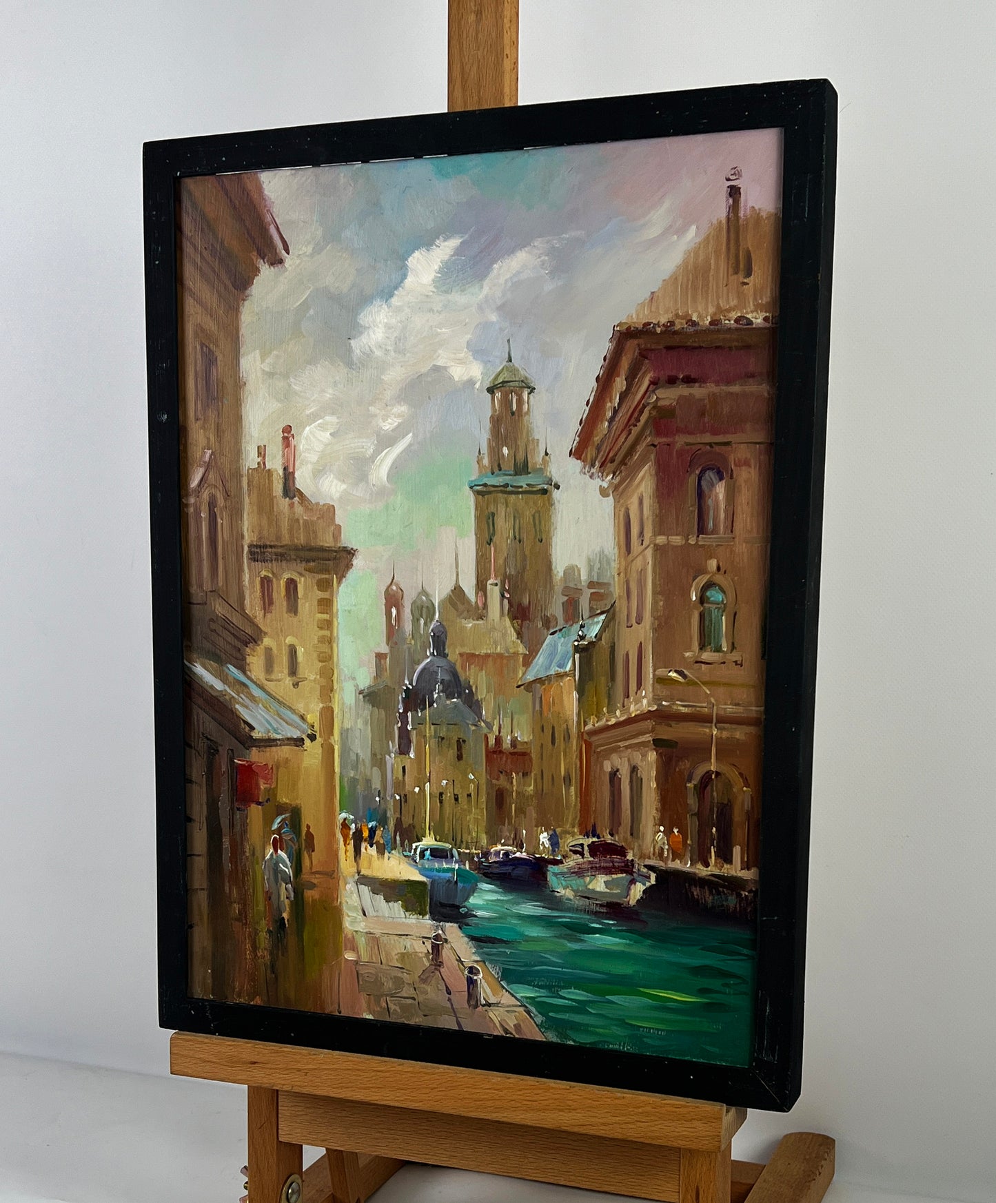 Framed Oil Painting Venetian Reflection by Yuriy Suprunchuk canal scene