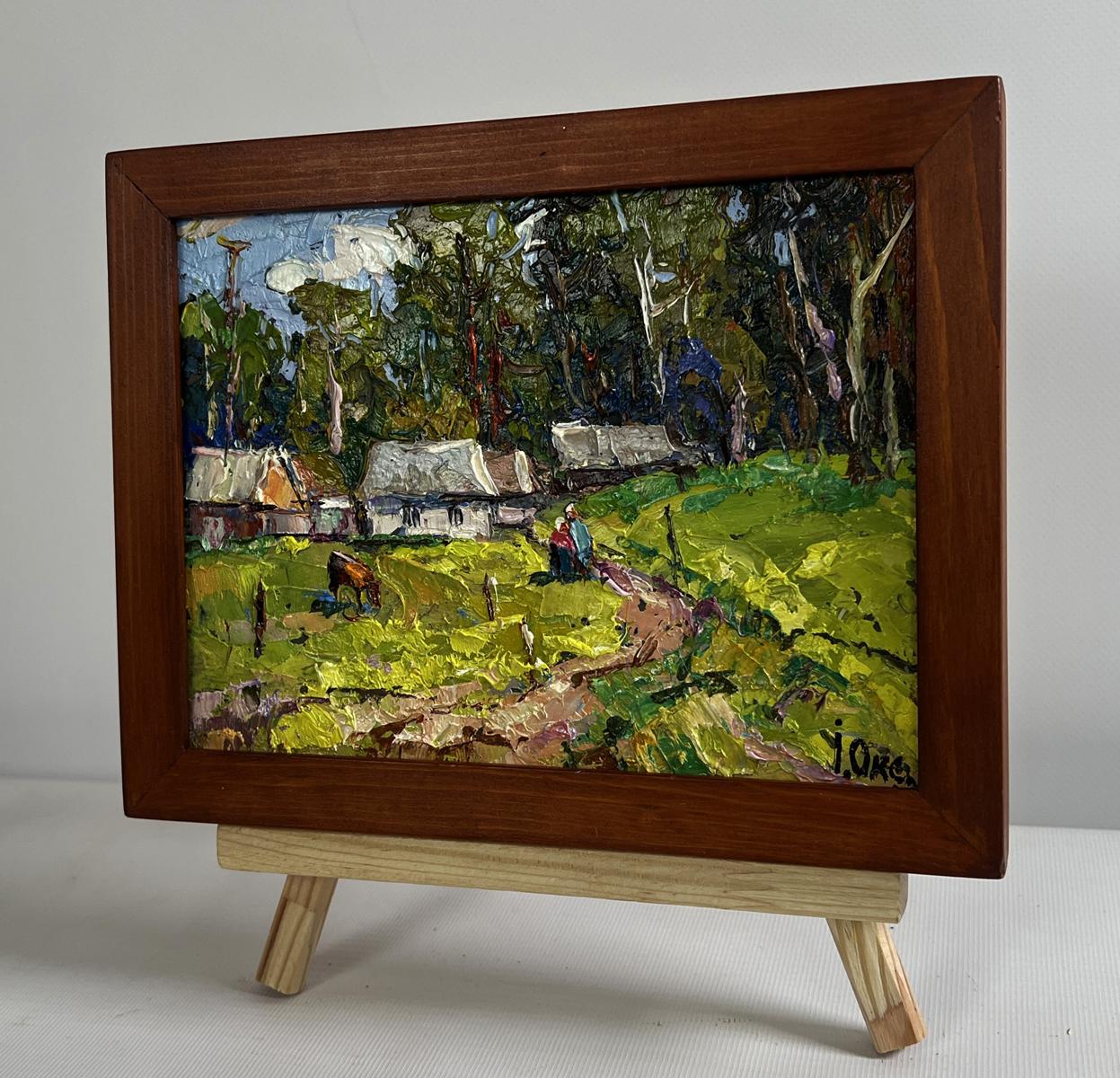 Rustic oil painting On the edge of the village by Oksana Ivanyuk