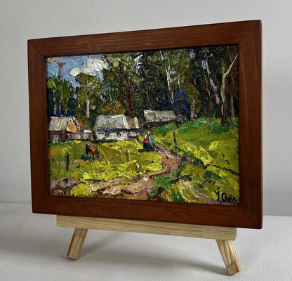 Rustic oil painting On the edge of the village by Oksana Ivanyuk