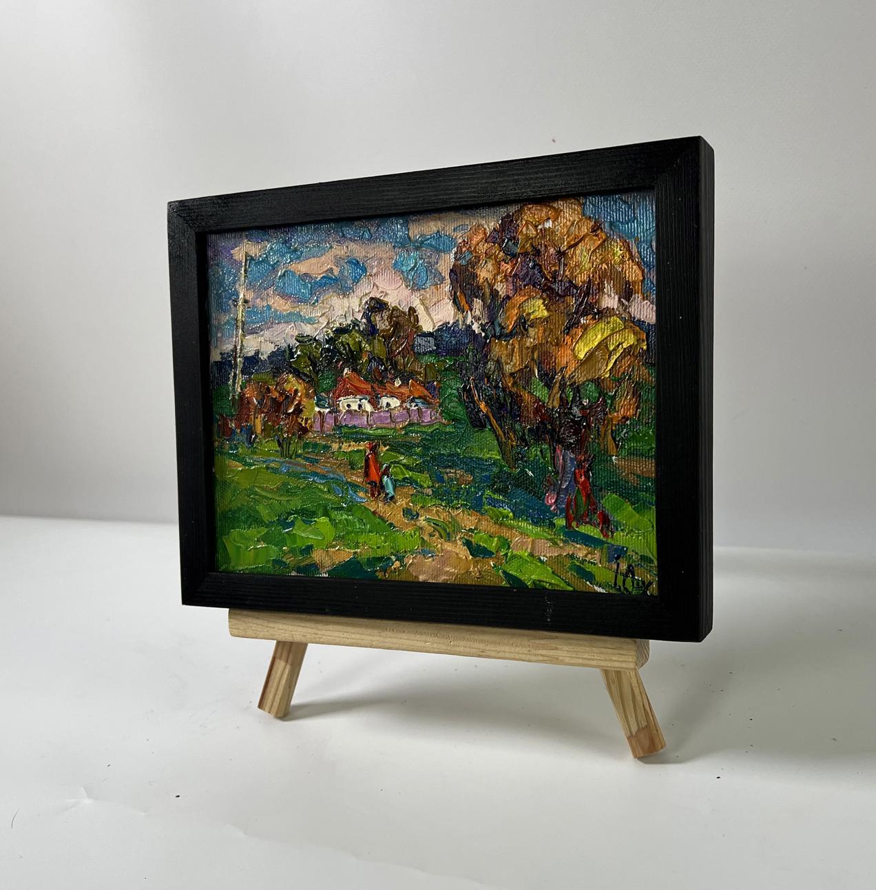 Oil painting Outside the village by Oksana Ivanyuk autumn landscape