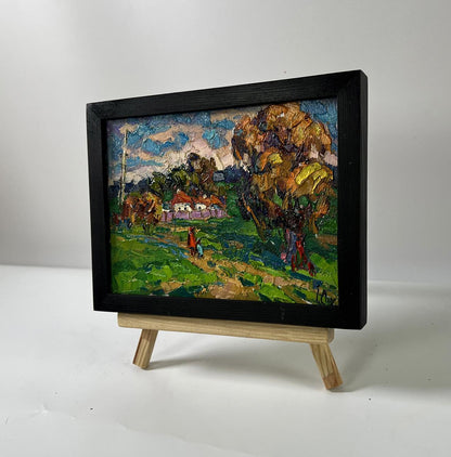 Oil painting Outside the village by Oksana Ivanyuk autumn landscape