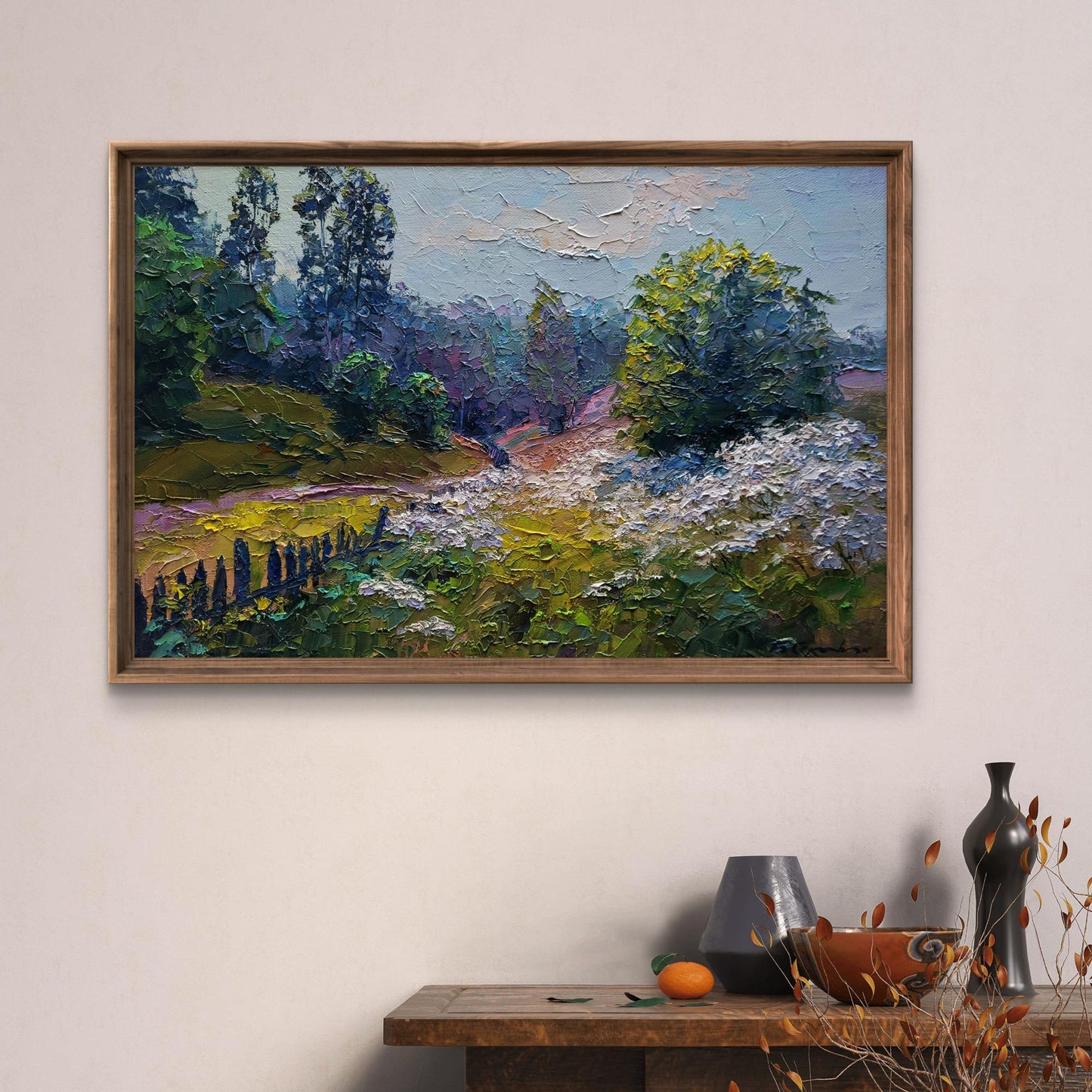 Oil painting Wildflowers are growing by Boris Serdyuk, impressionist landscape