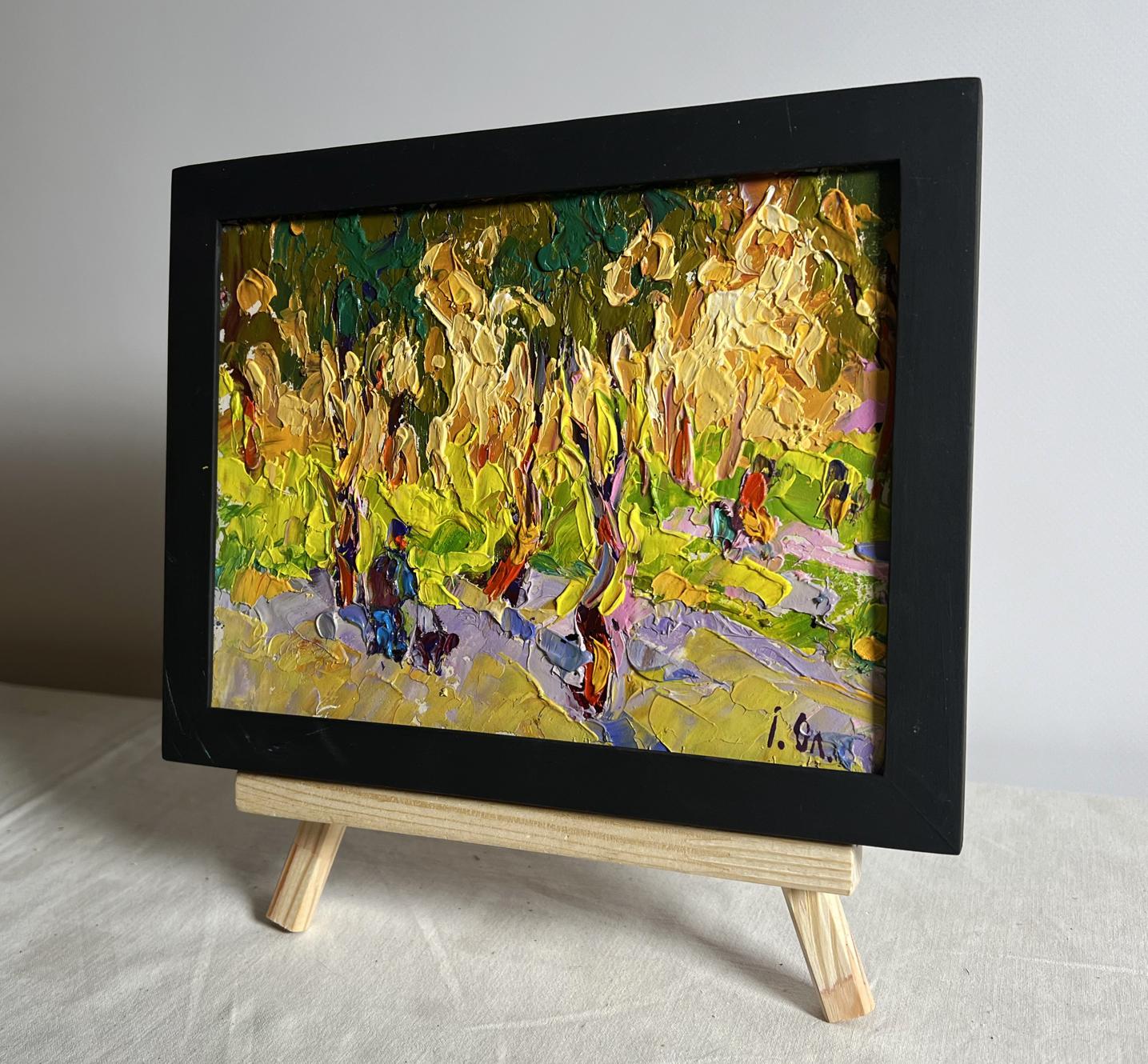 Oleksiy Ivanyuk autumn morning walk oil painting in black frame