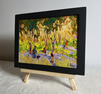 Oleksiy Ivanyuk autumn morning walk oil painting in black frame