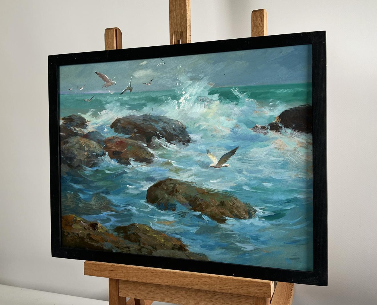 Oil painting Song of the Waves and Wind by Yuriy Suprunchuk in black frame