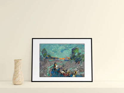 Oil painting Evening road