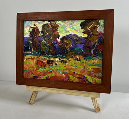 Oil painting On the pasture by Oleksiy Ivanyuk in wooden frame