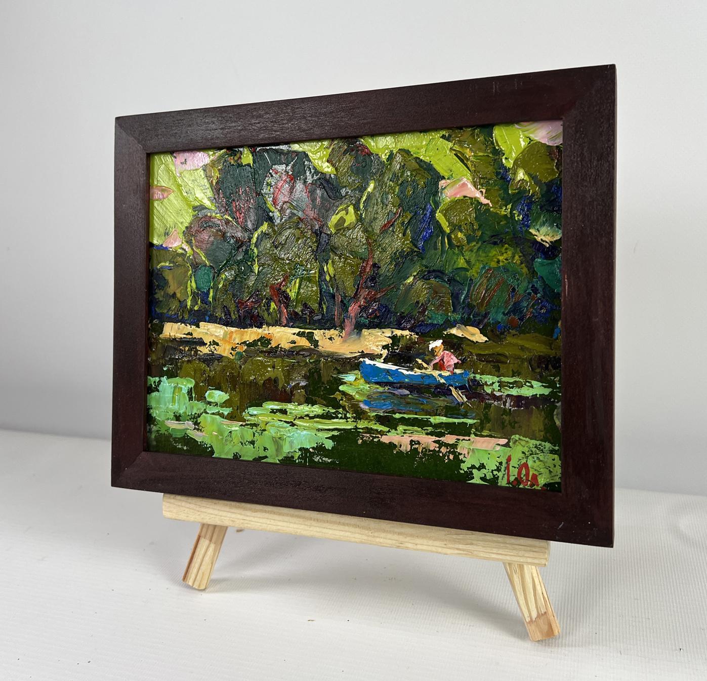 Oil painting Calm on the Water by Oleksiy Ivanyuk lakeside scene