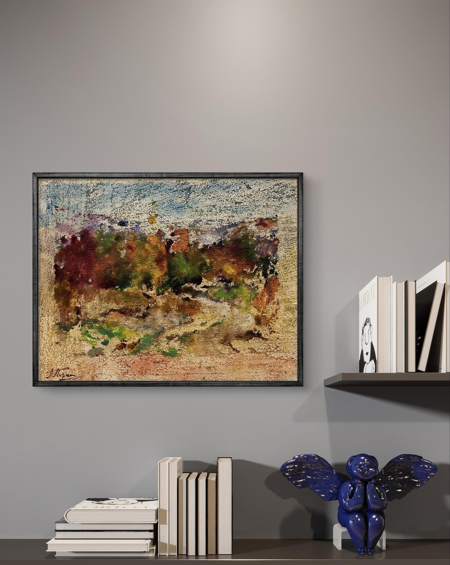 Oil painting Utopian thoughts by Pavlo Miroshnychenko in dark frame