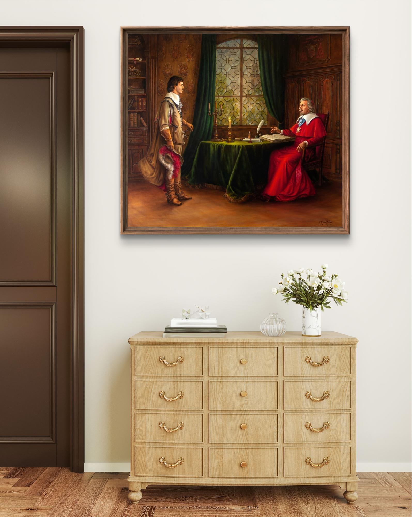 Framed oil painting You Made a Mistake by Valeriy Bulat with two figures