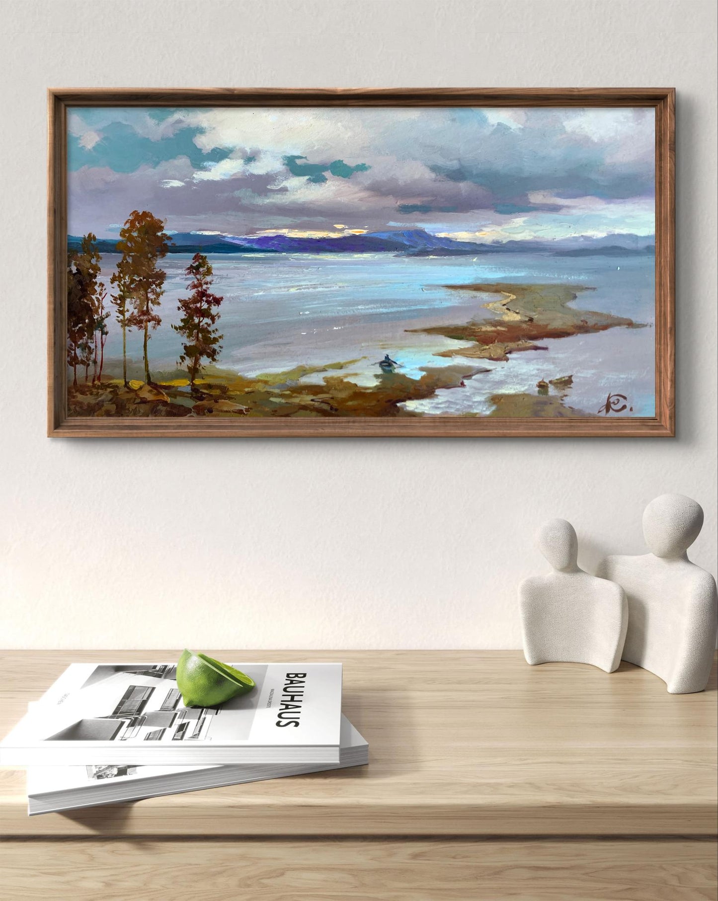 Framed oil painting The river washes the mountains by Yuriy Suprunchuk