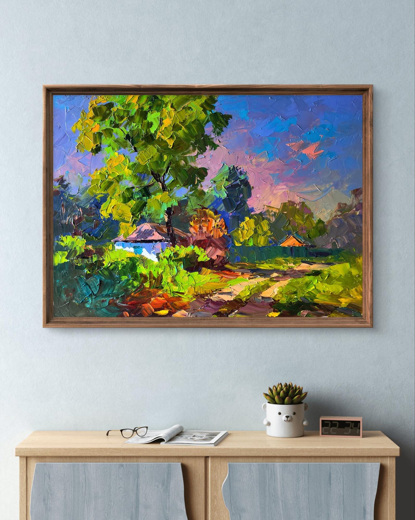 Oil painting Autumn came suddenly by Boris Serdyuk in rustic frame