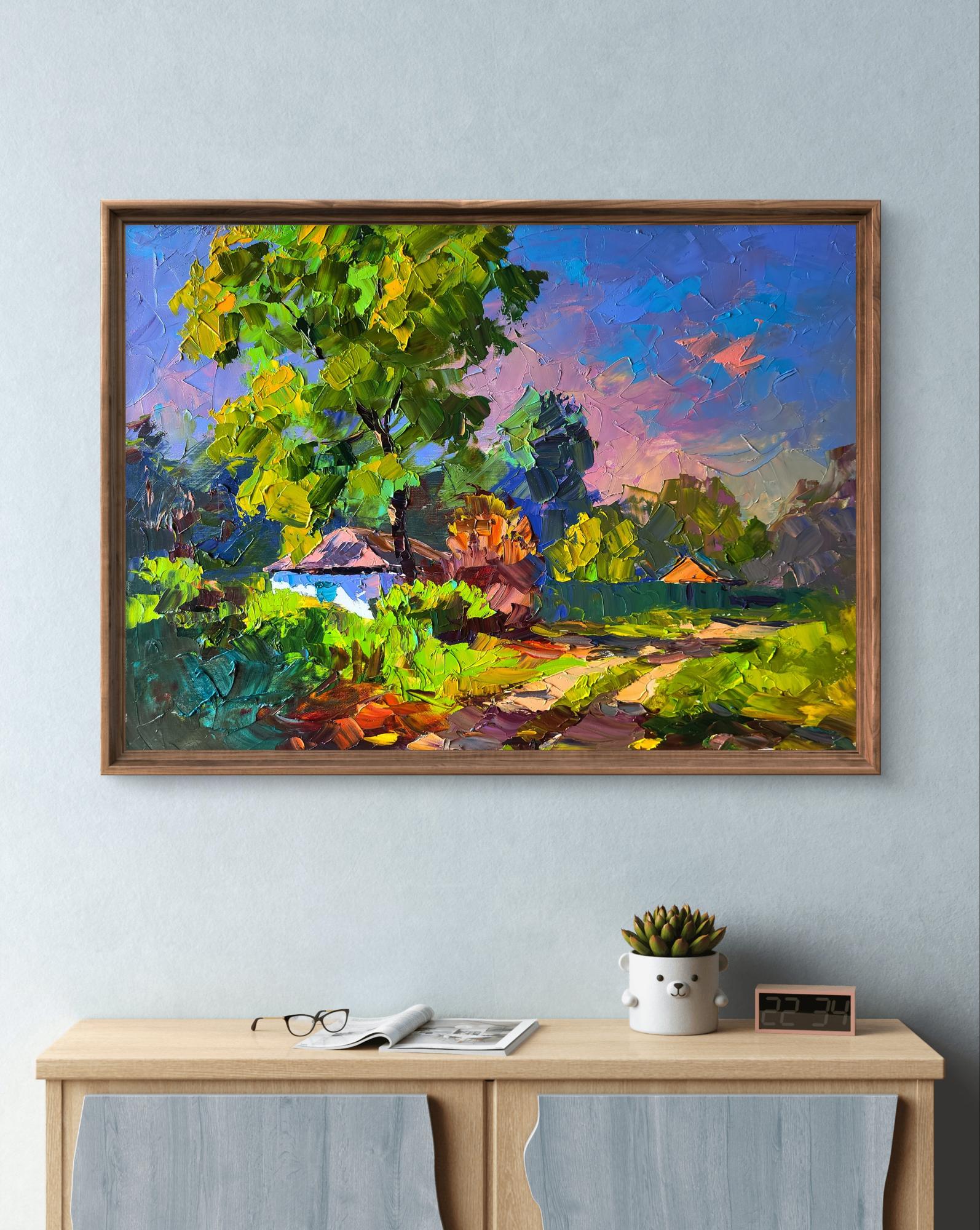 Oil painting Autumn came suddenly by Boris Serdyuk in rustic frame