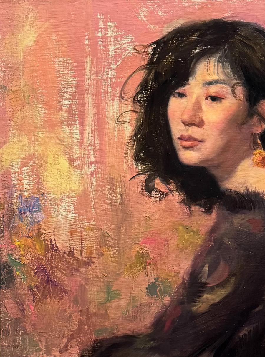 Soft-focus oil painting portrait of a woman by Shirley Annam Butt